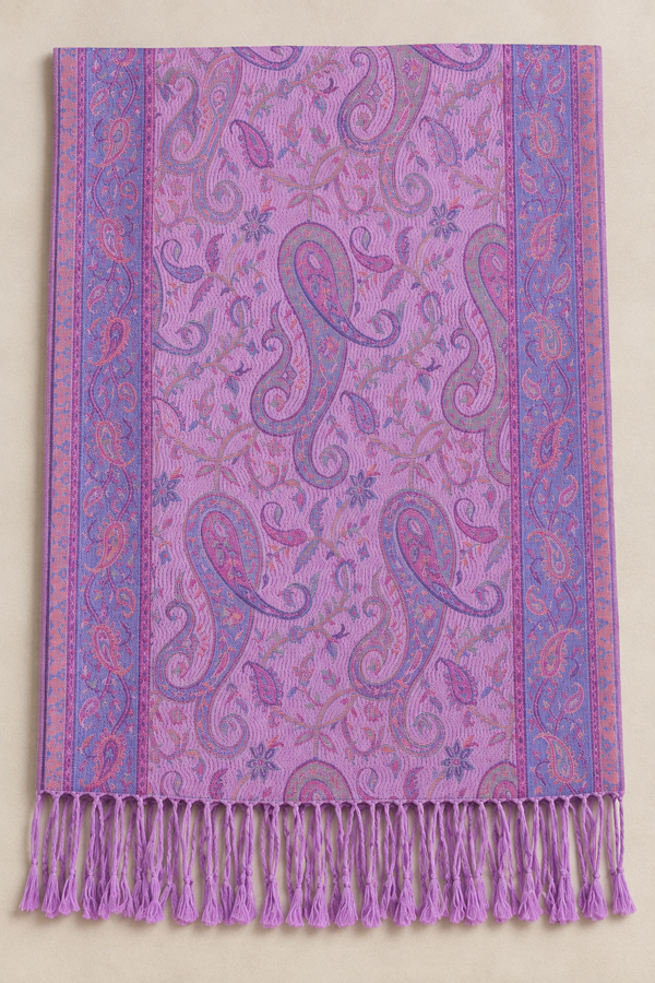 Écharpe Pashmina Violette Motif Jacquard