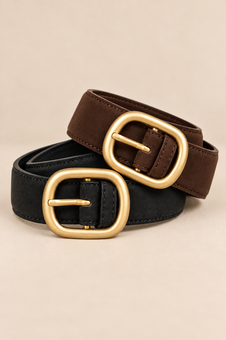 Ceinture Large Boucle Ovale Dorée