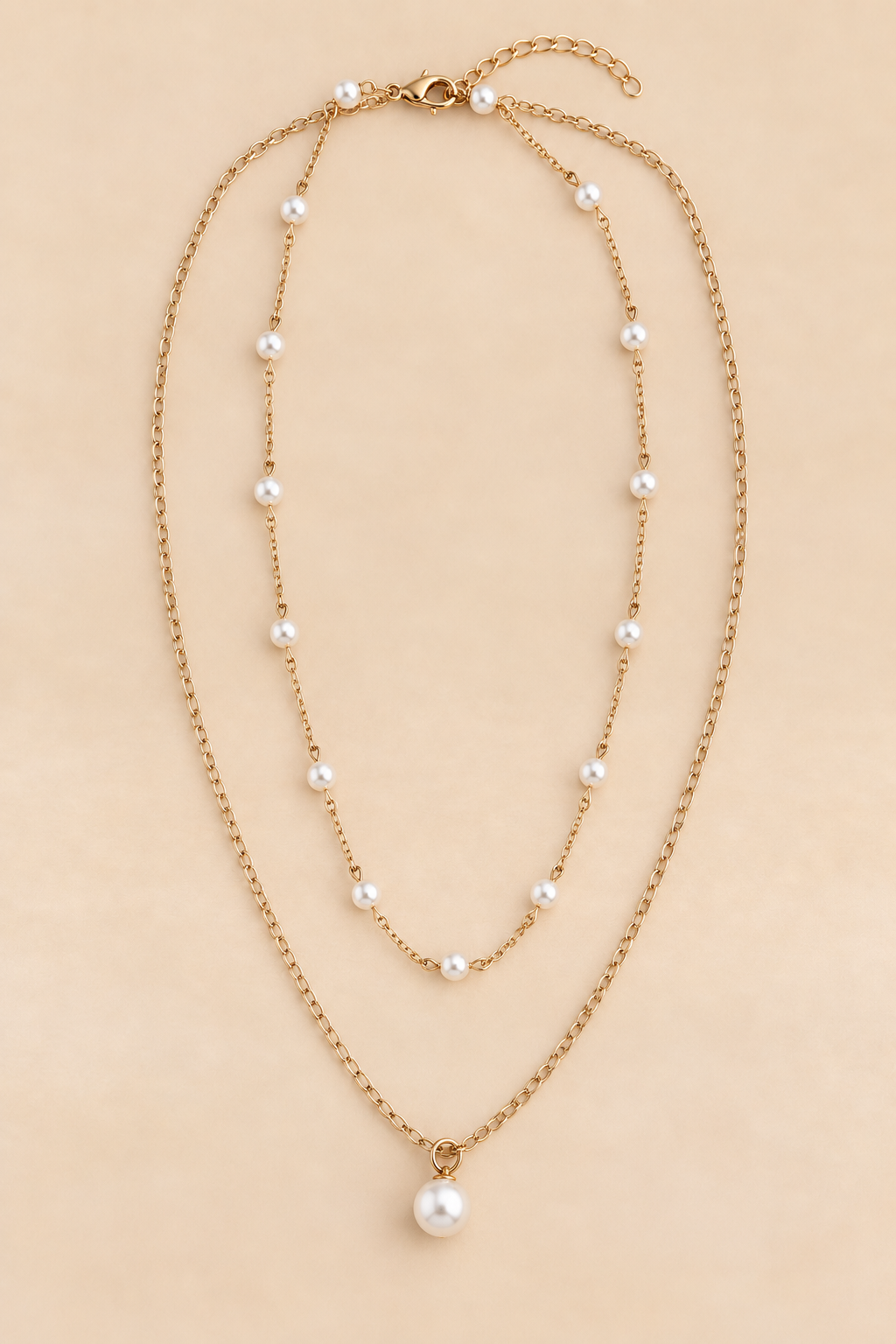 Collier Doré Deux Rangs Perles