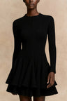 Layered Round Neck Long Sleeve Dress