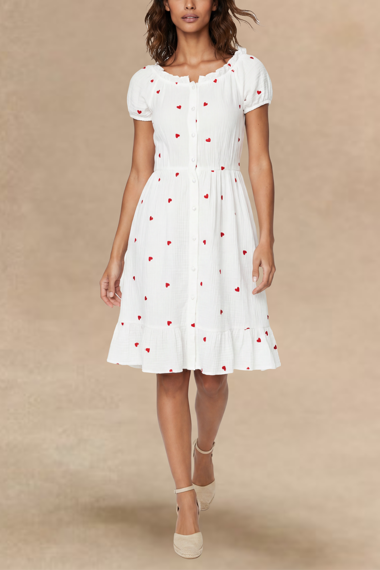 short dress a line Lola Red Polka Dot Lace Trim A-Line Halter Mini Dress M / Red Multi