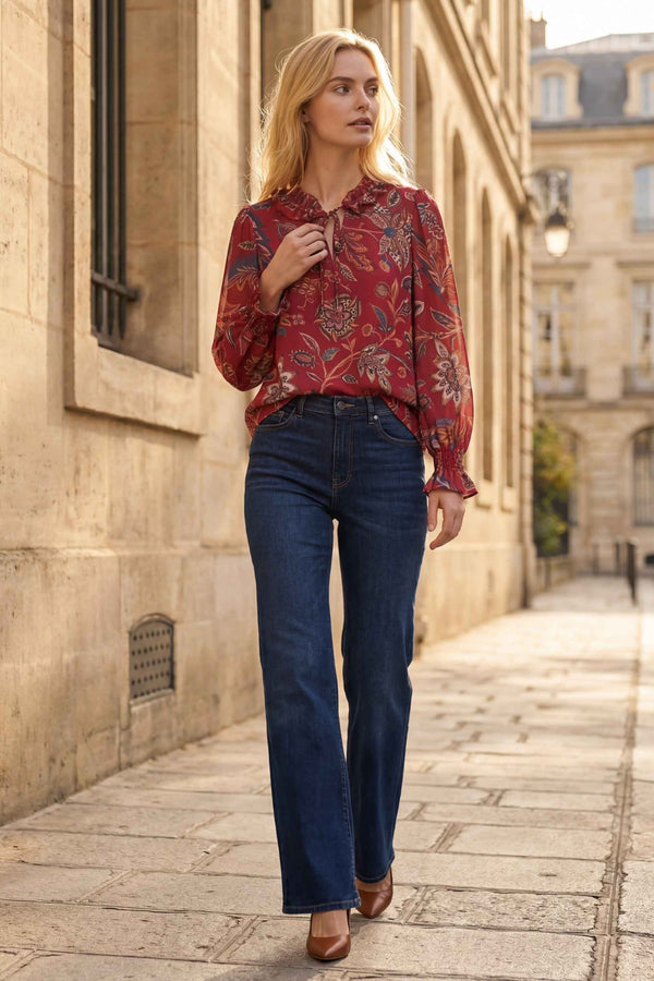 Liliane Red Floral Long-Sleeve Blouse