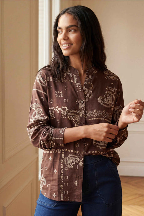 Livia Brown Bandana Print Blouse