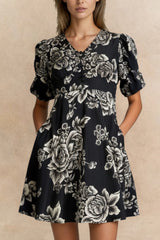 Lottie Black Floral Fit & Flare Dress