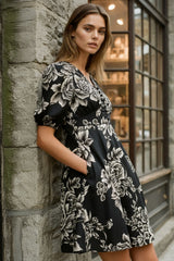 Lottie Black Floral Fit & Flare Dress