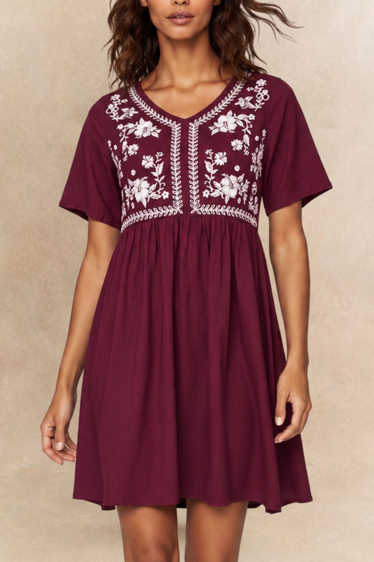 Louna Floral V-Neck Mini Dress
