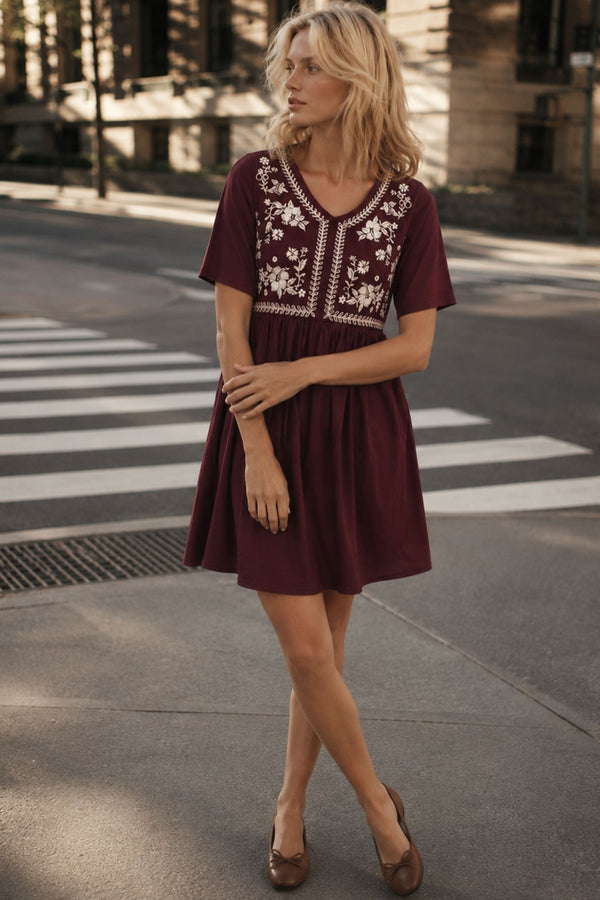 Louna Floral V-Neck Mini Dress