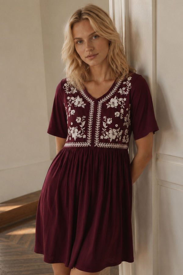 Louna Floral V-Neck Mini Dress