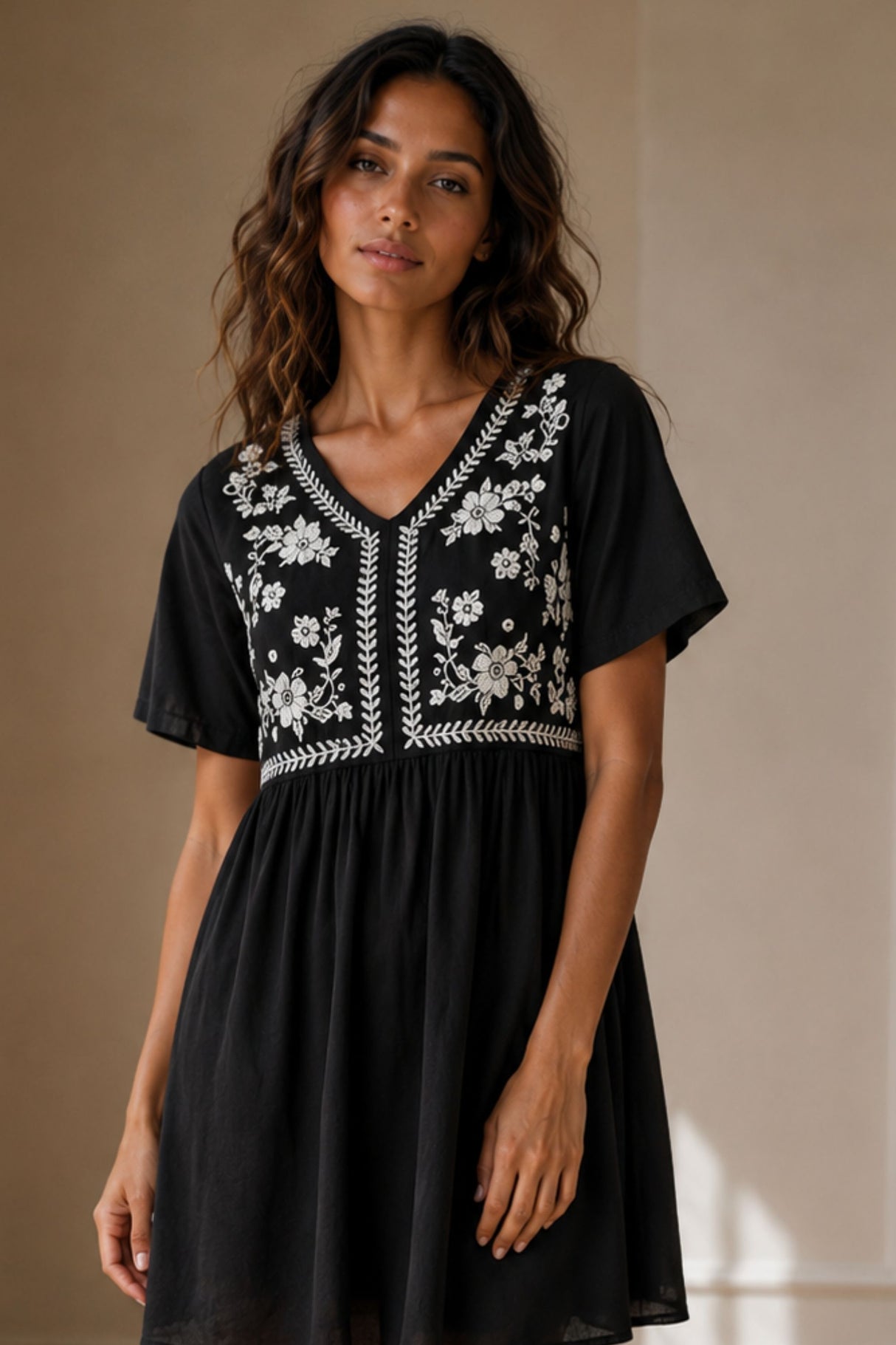 Louna Floral V-Neck Mini Dress