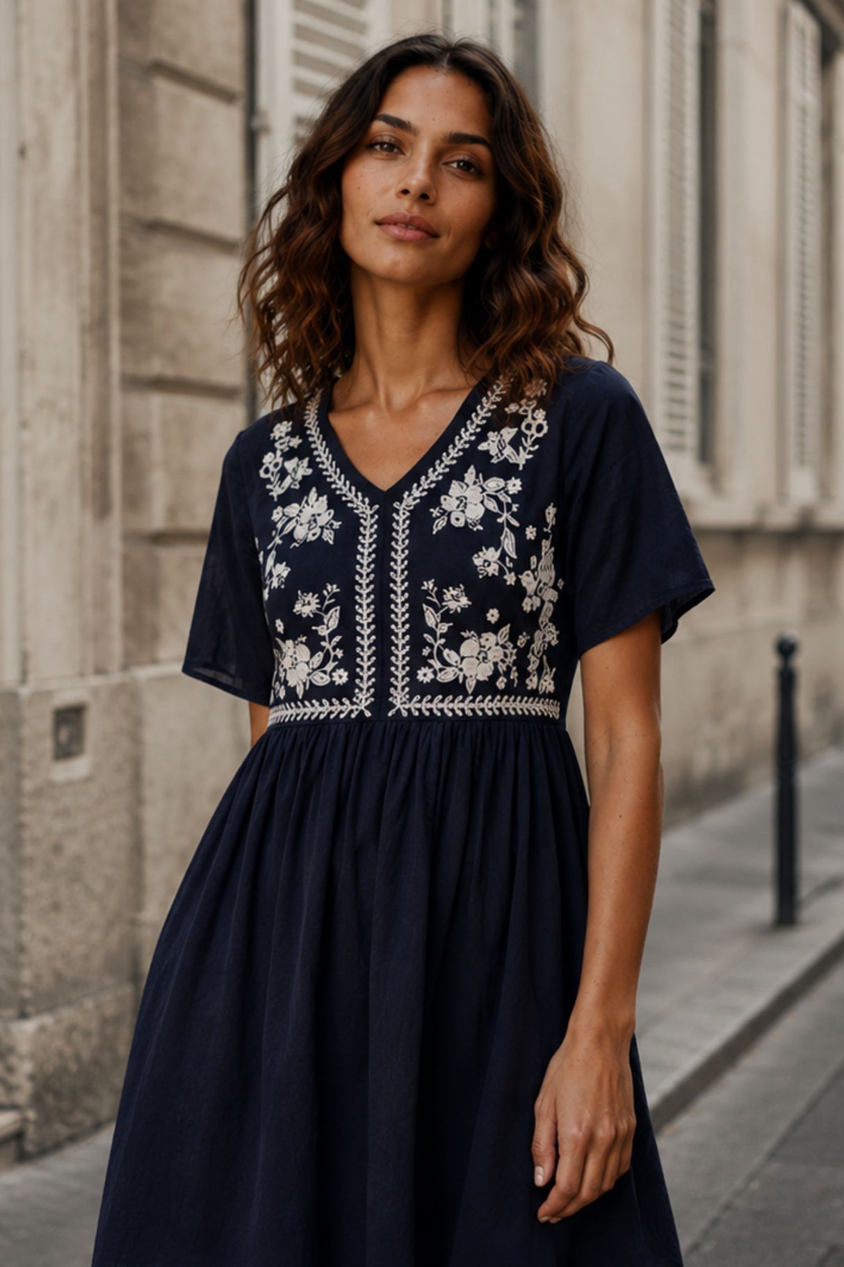 Louna Floral V-Neck Mini Dress