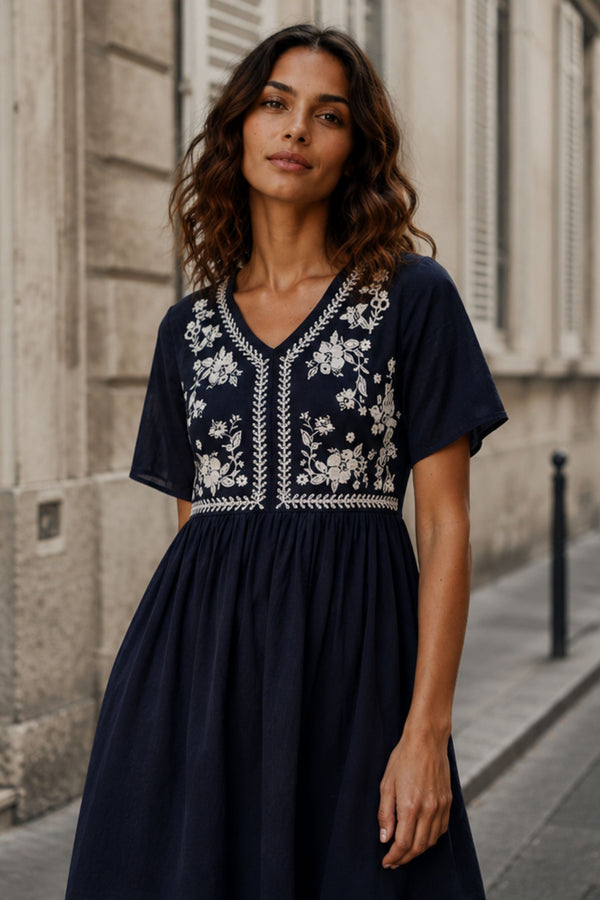 Louna Floral V-Neck Mini Dress
