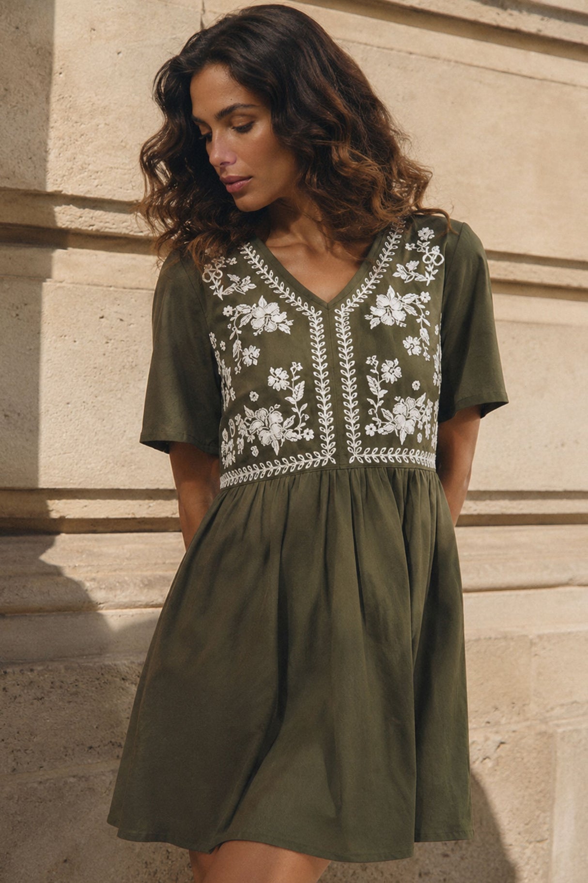 Louna Floral V-Neck Mini Dress