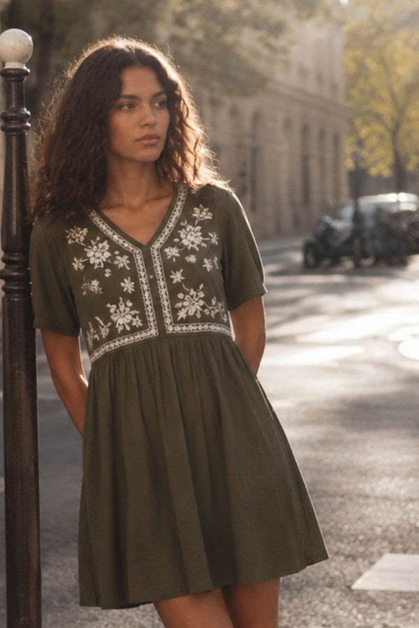 Louna Floral V-Neck Mini Dress