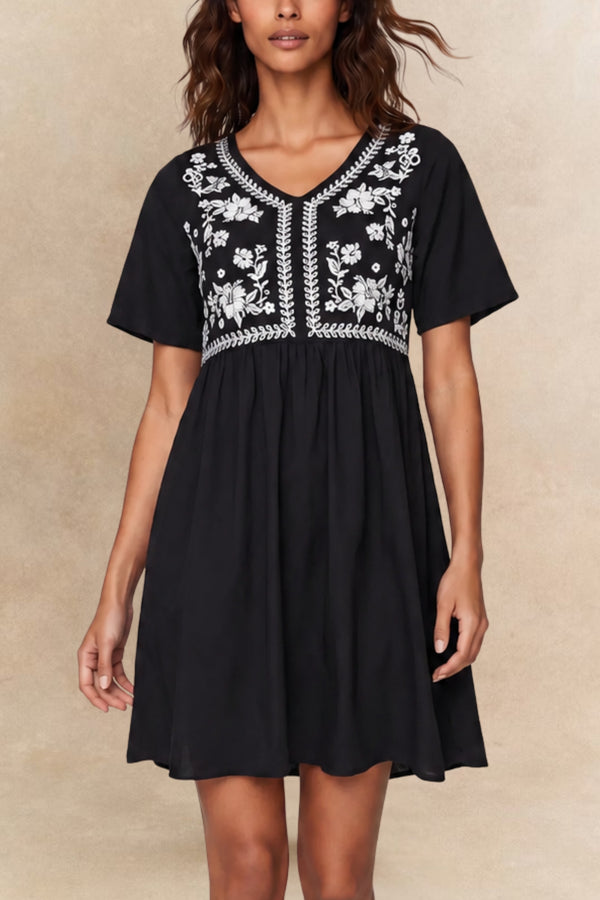Louna Floral V-Neck Mini Dress