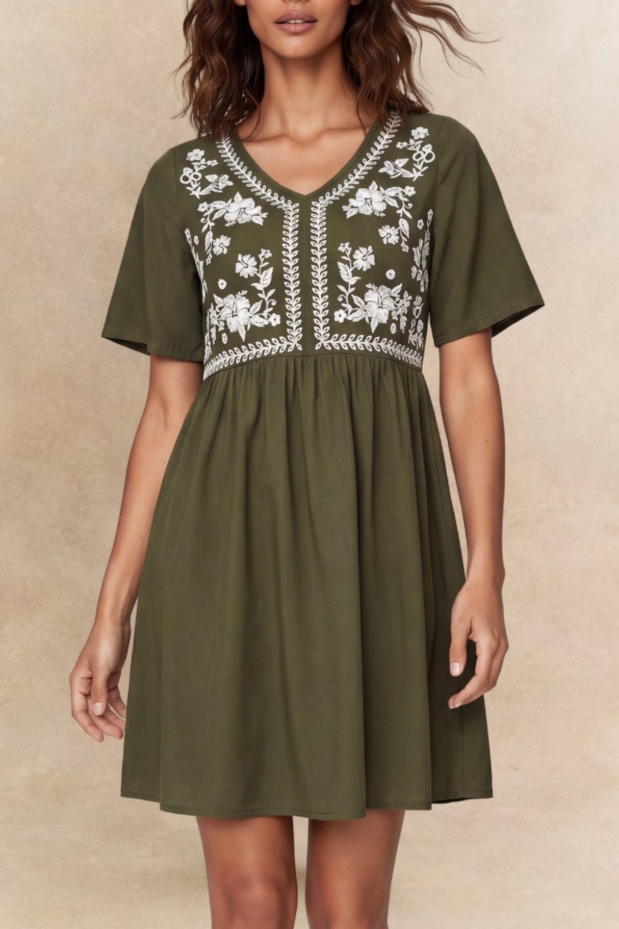 Louna Floral V-Neck Mini Dress