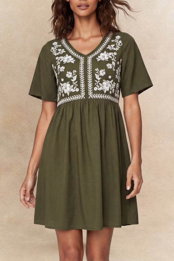 Louna Floral V-Neck Mini Dress