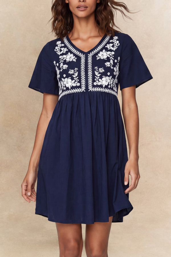 Louna Floral V-Neck Mini Dress