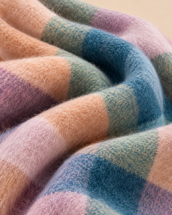 Multicolor Pastel Plaid Fringe Winter Scarf