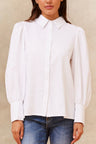 Maxine Button-Up Shirt Long Sleeve Puff Cuffs Classic Elegant
