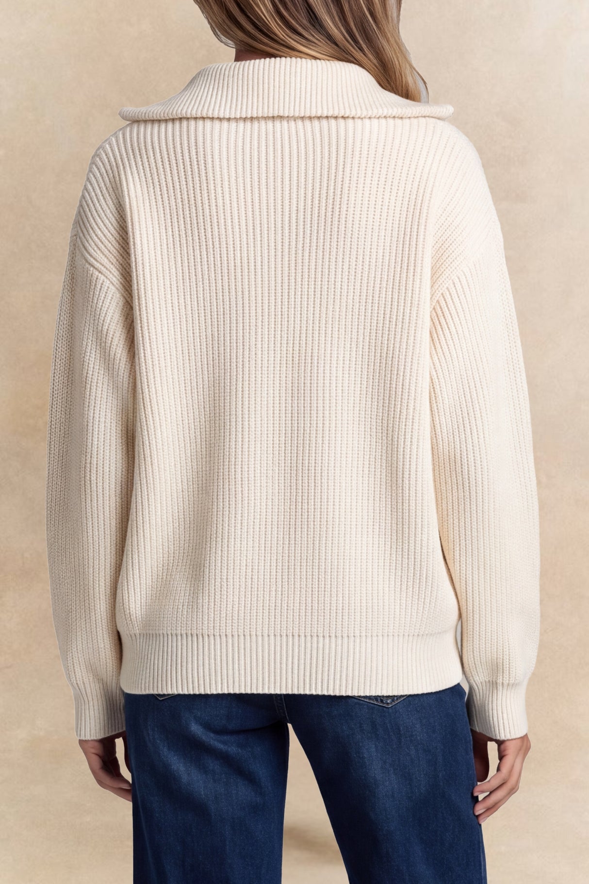 Maelys Ribbed Zip-Up Mock Neck Cardigan