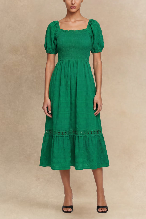 Mackenzie Smocked Puff Sleeve Tiered Dress