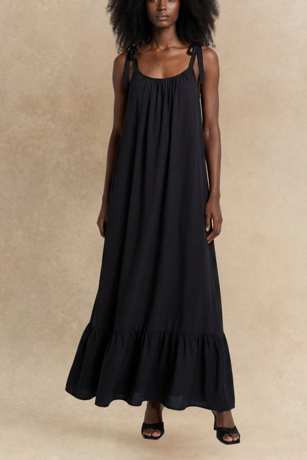 Mallory Tie Strap Flowy Maxi Dress