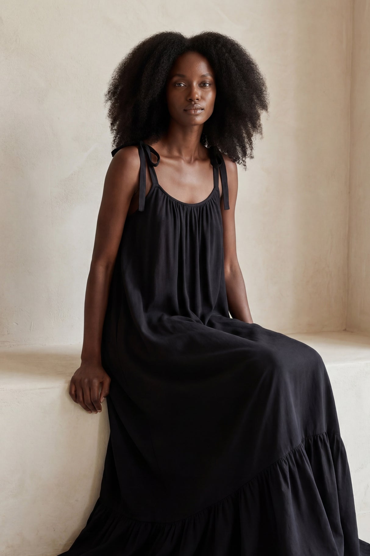 Mallory Tie Strap Flowy Maxi Dress