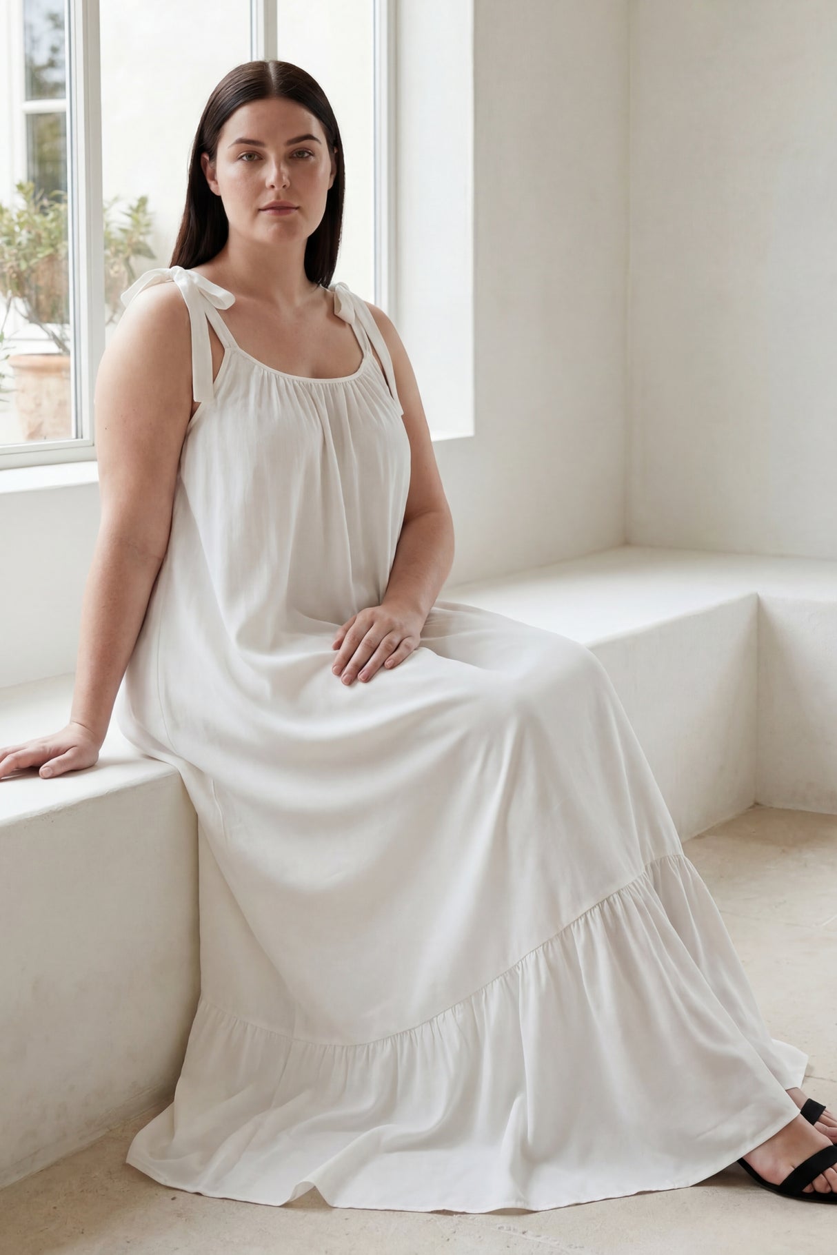 Mallory Tie Strap Flowy Maxi Dress