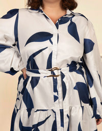Manon Shirt Dress Belted Puffy Sleeves White