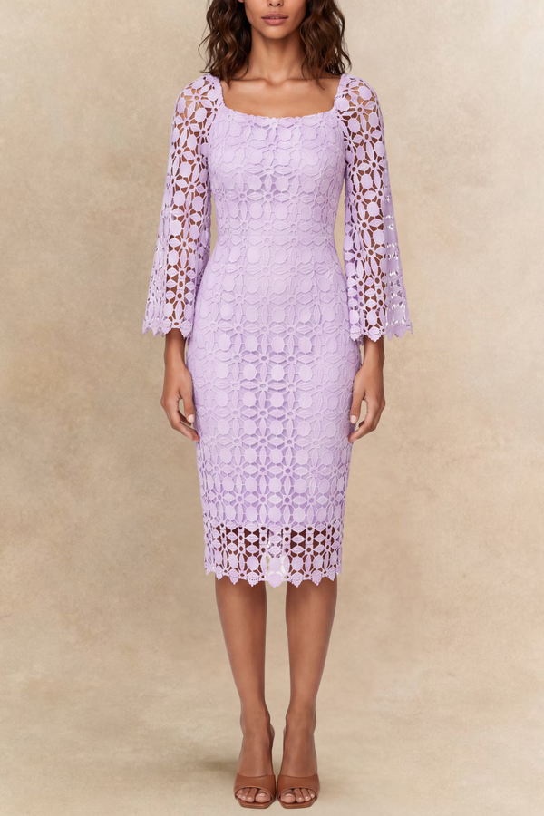 Marie Lace Square Neck Midi Dress