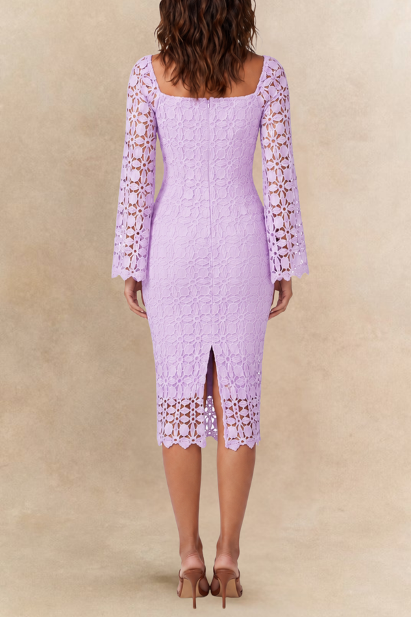 Marie Lace Square Neck Midi Dress