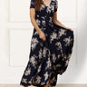 Ambre Maxi Dress Fit & Flare Floral Print Navy - healthydessertscatering