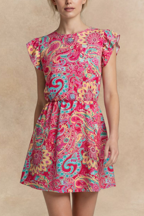 Melanie Robe Mini Imprimée Paisley Fleurie 