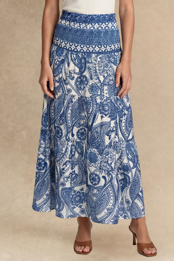 Melisandre Jupe Longue Taille Haute Imprimée 