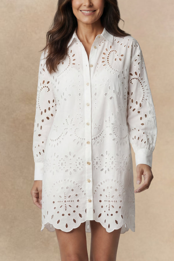 Michaela Robe Chemise Boutonnée Œillets