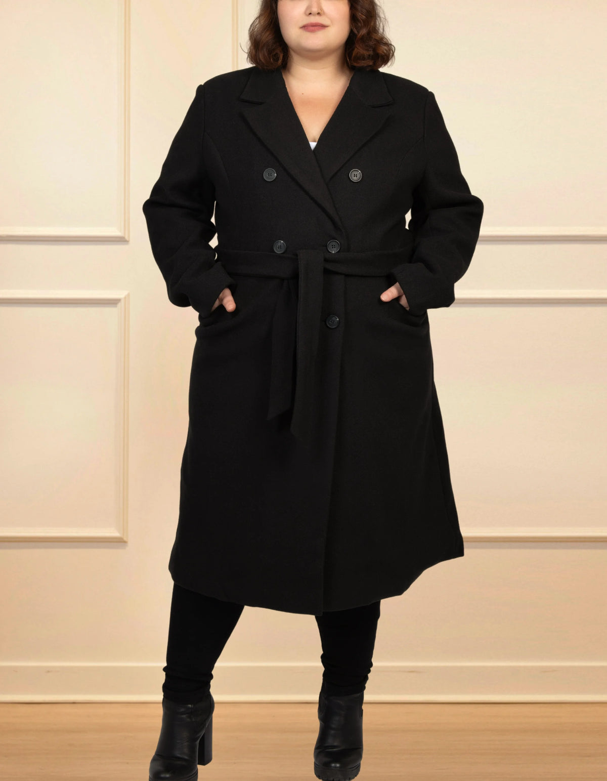 Mila Coat Double Breasted Belted Black