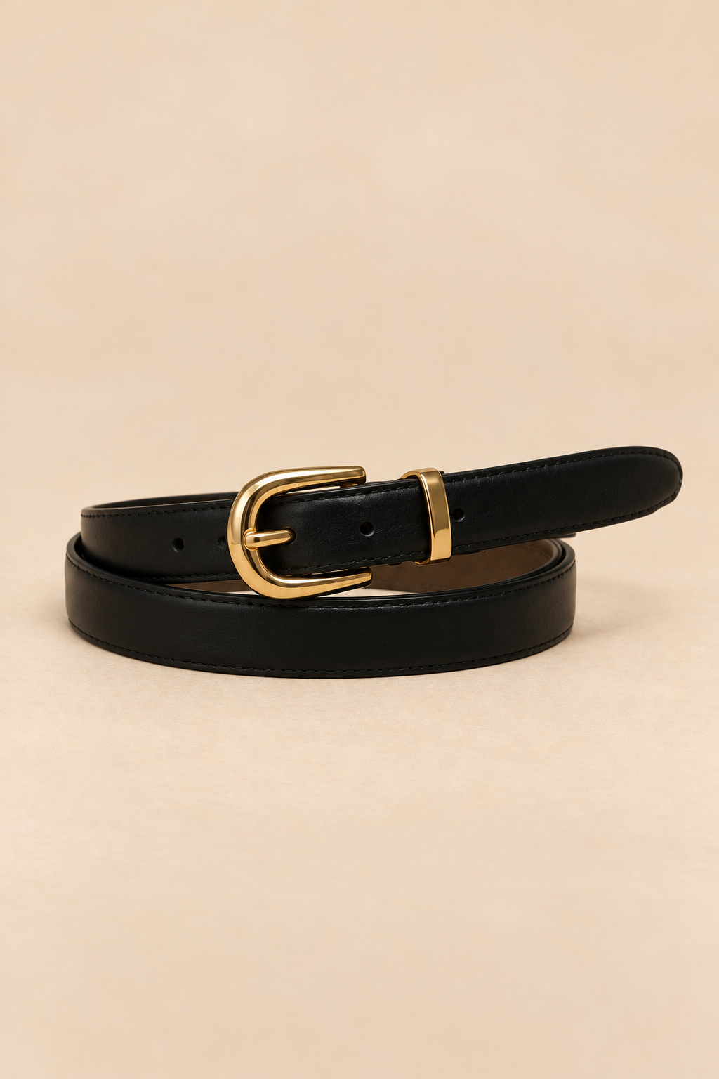 Black Slim Gold-Buckle Belt