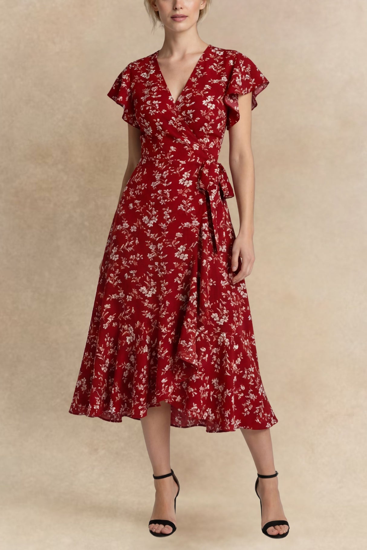 Muffy Robe Midi Portefeuille Imprimé Floral