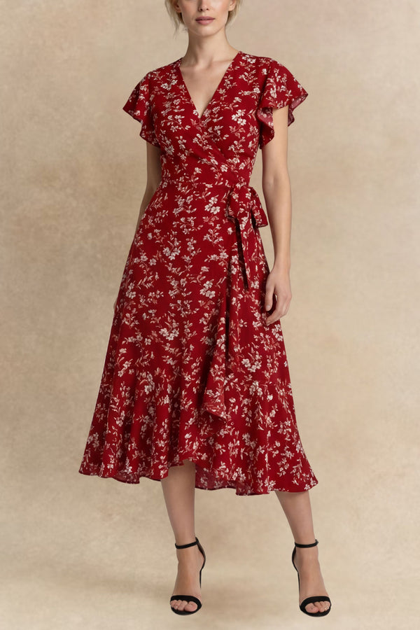 Muffy Robe Midi Portefeuille Imprimé Floral