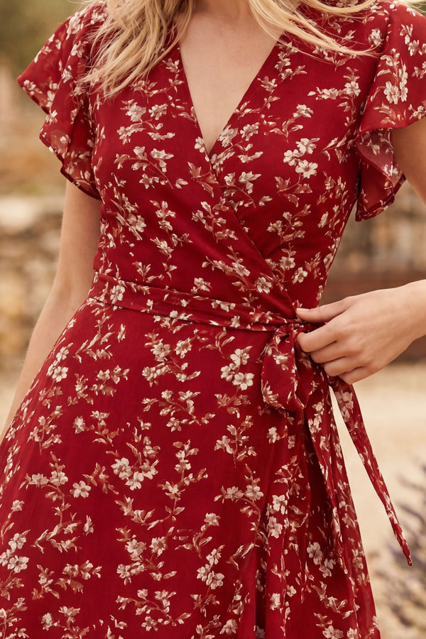 Muffy Robe Midi Portefeuille Imprimé Floral