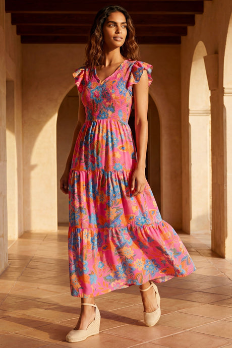 Murielle Robe Boho Fleuries Col V 