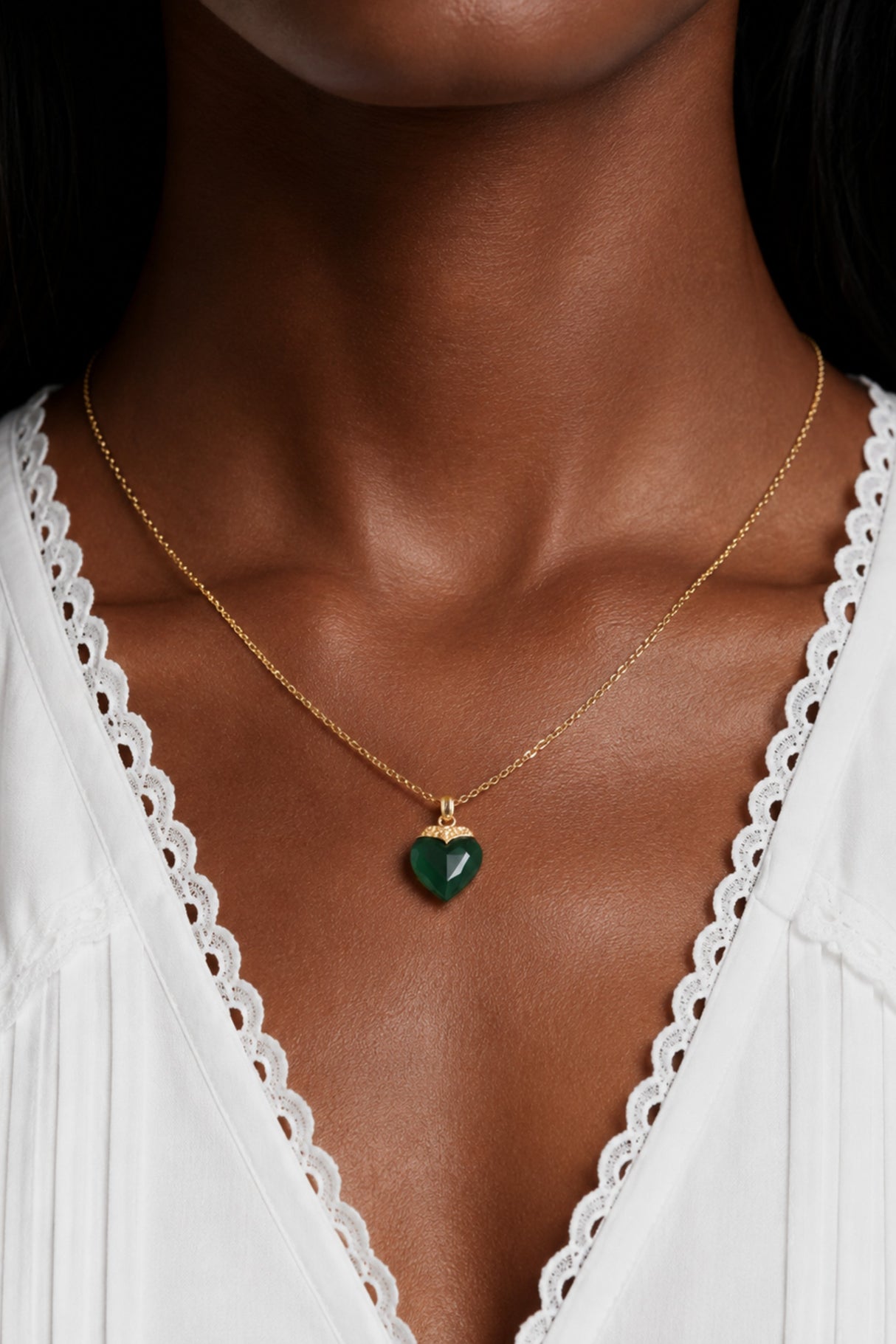 Collier Cœur Magnésite Acier Inoxydable Or