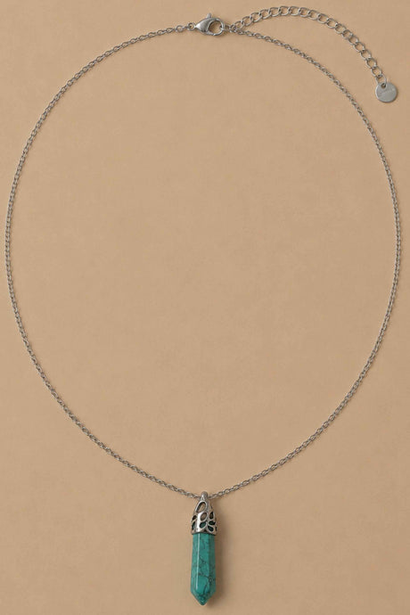 Natural Turquoise Crystal Necklace silver