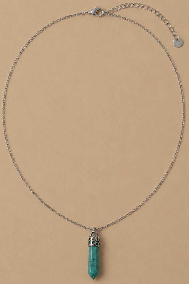 Natural Turquoise Crystal Necklace silver