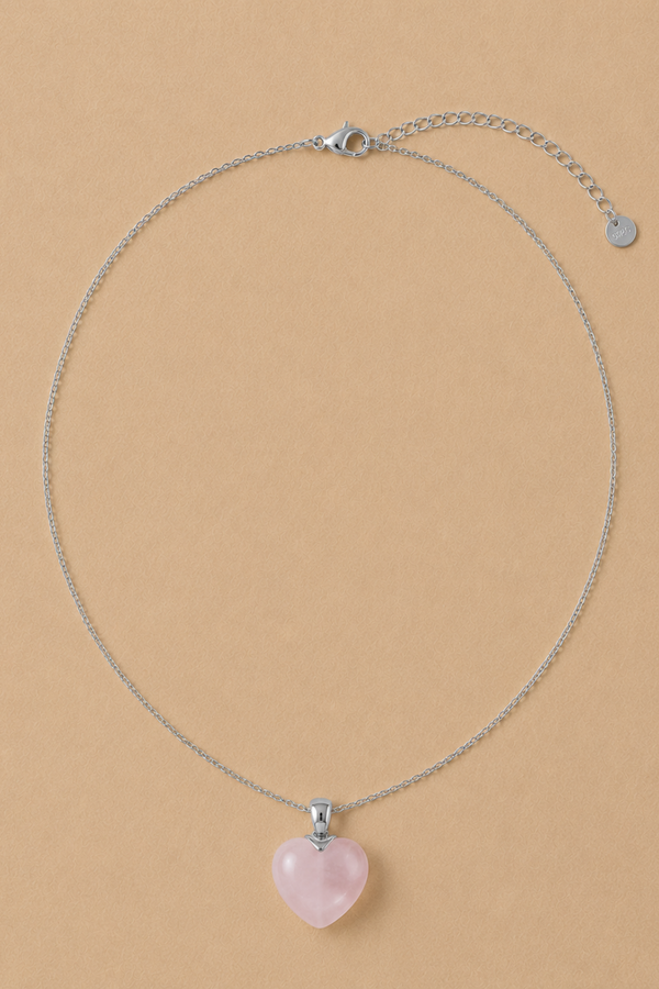 Opaline Heart Necklace Silver