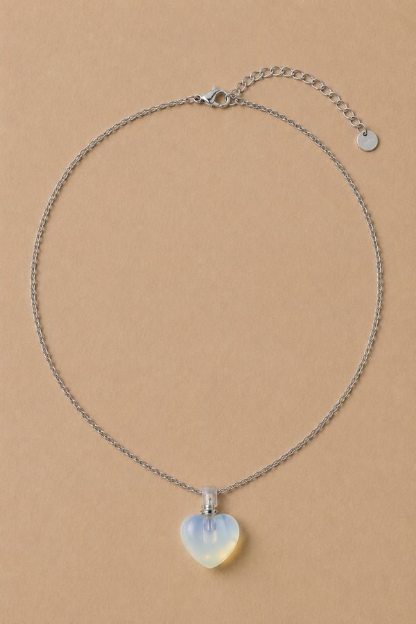 Opaline Heart Necklace Silver