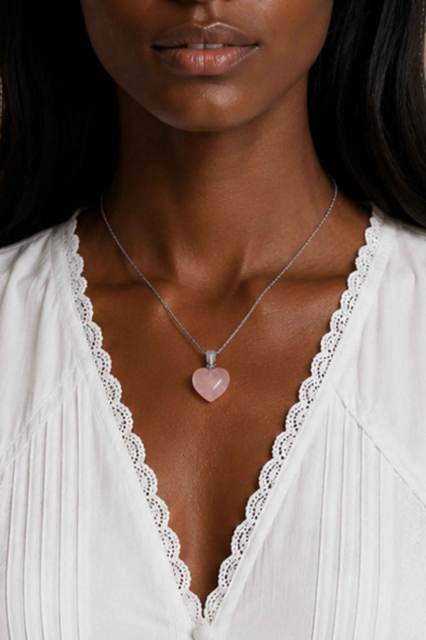 Opaline Heart Necklace Silver