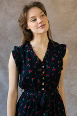 Natasha Cherry Print Short Dress