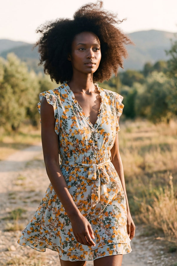 Natasha Citrus Print Short Dress