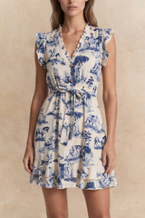 Natasha Toile De Jouy Print Short Dress